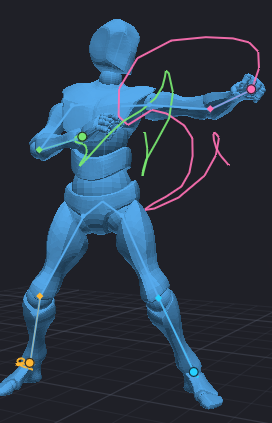 Character rig controls used for tool development